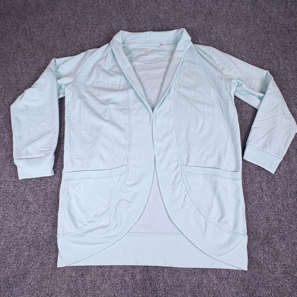 Tommy Bahama Open Cardigan Womens M‎ Light Green Coastal Boho Resort Cottagecore